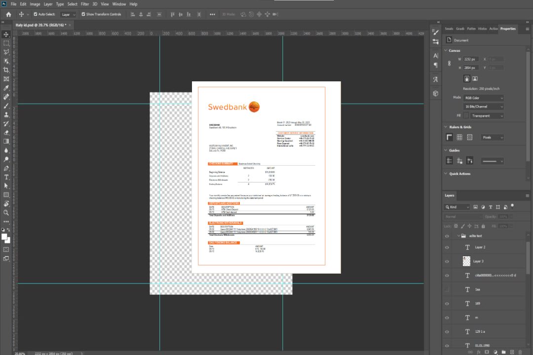 Modèle Word et PDF de relevé de compte courant d'entreprise Swedbank template Modèle Word et PDF de relevé de compte courant d'entreprise Swedbank template